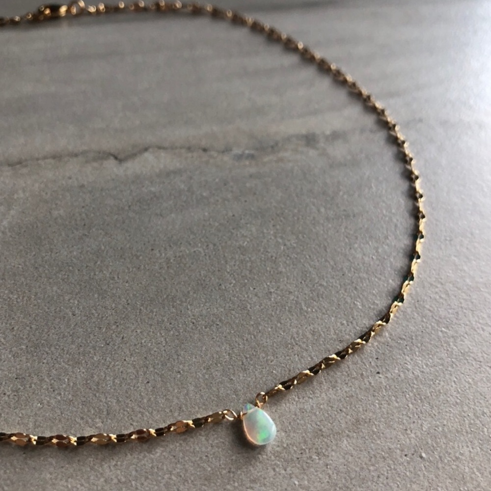 SALE AAA+ Opal Gemstone 14K Gold Choker Boho